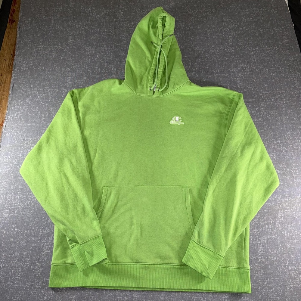 Champion Hoodie Mens XL Green Classic Fleece Pullover‎ Kangaroo Pocket Logo - Picture 2 of 9